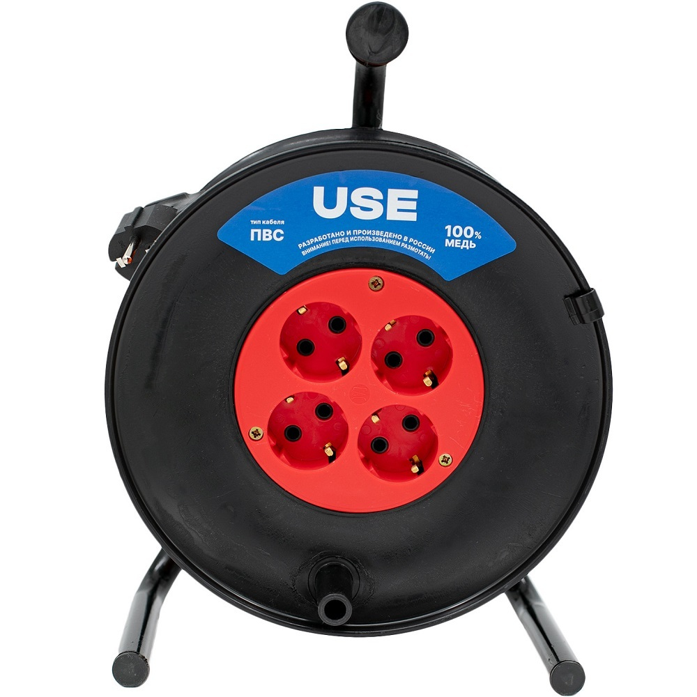 Удлинитель USE ПВС 4000 Вт 50м на катушке с заземлением   USE303-036