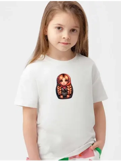 Футболка детская с рыженькой Матрешкой