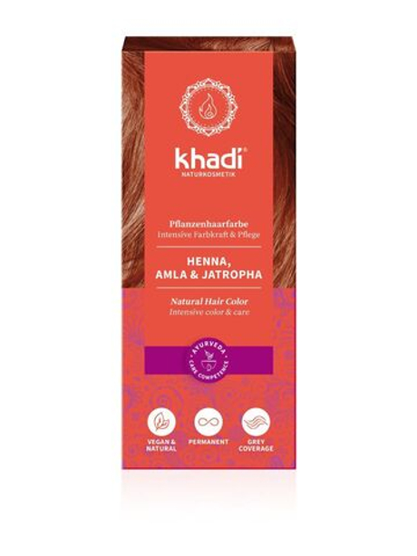 ХНА, АМЛА и ЯТРОФА натуральная краска для волос Khadi Naturprodukte, 100 гр