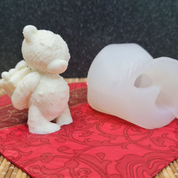Молд 3D Мишка с подарком, 7,8 см