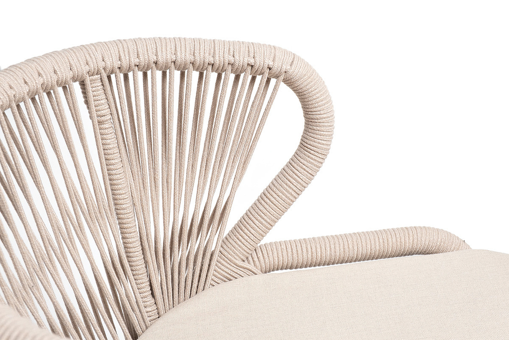 "Малага" обеденная группа на 4 персоны со стульями "Милан", каркас белый, роуп бежевый