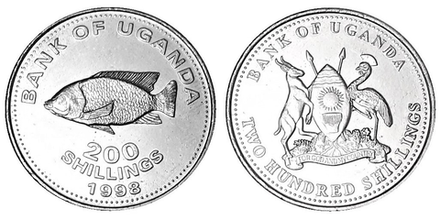 Уганда 200 шиллингов, 1998 - 2008 Окунь XF