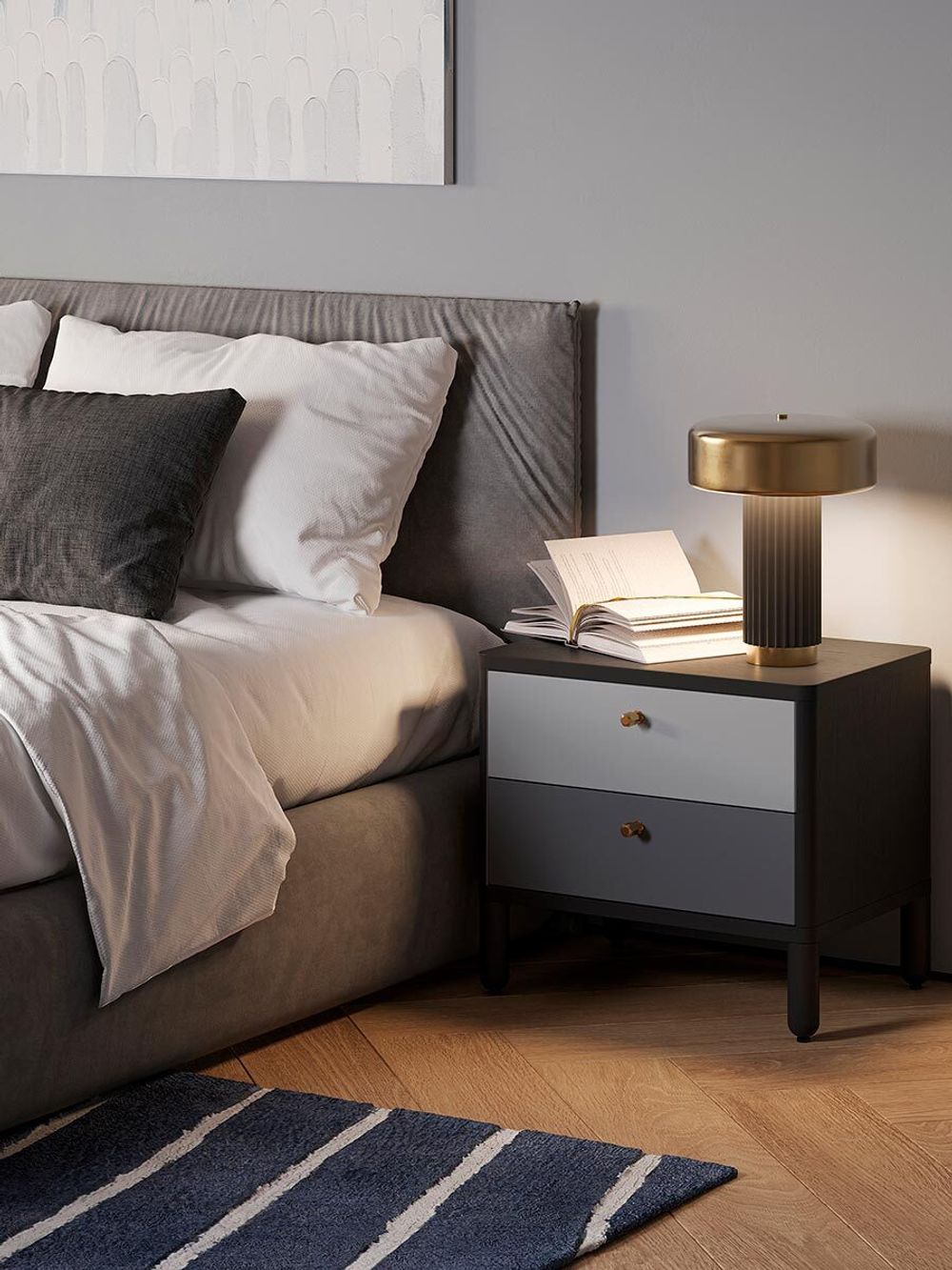 Лампа настольная Stone, Ø27х35 см, черная/золотистая