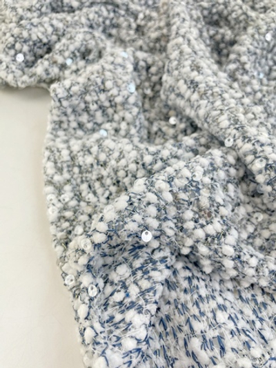 ГОЛУБОЙ - Трикотаж ажурный буклированный с пайетками (1230) (к1 испачкан местами + иногда дырочки)