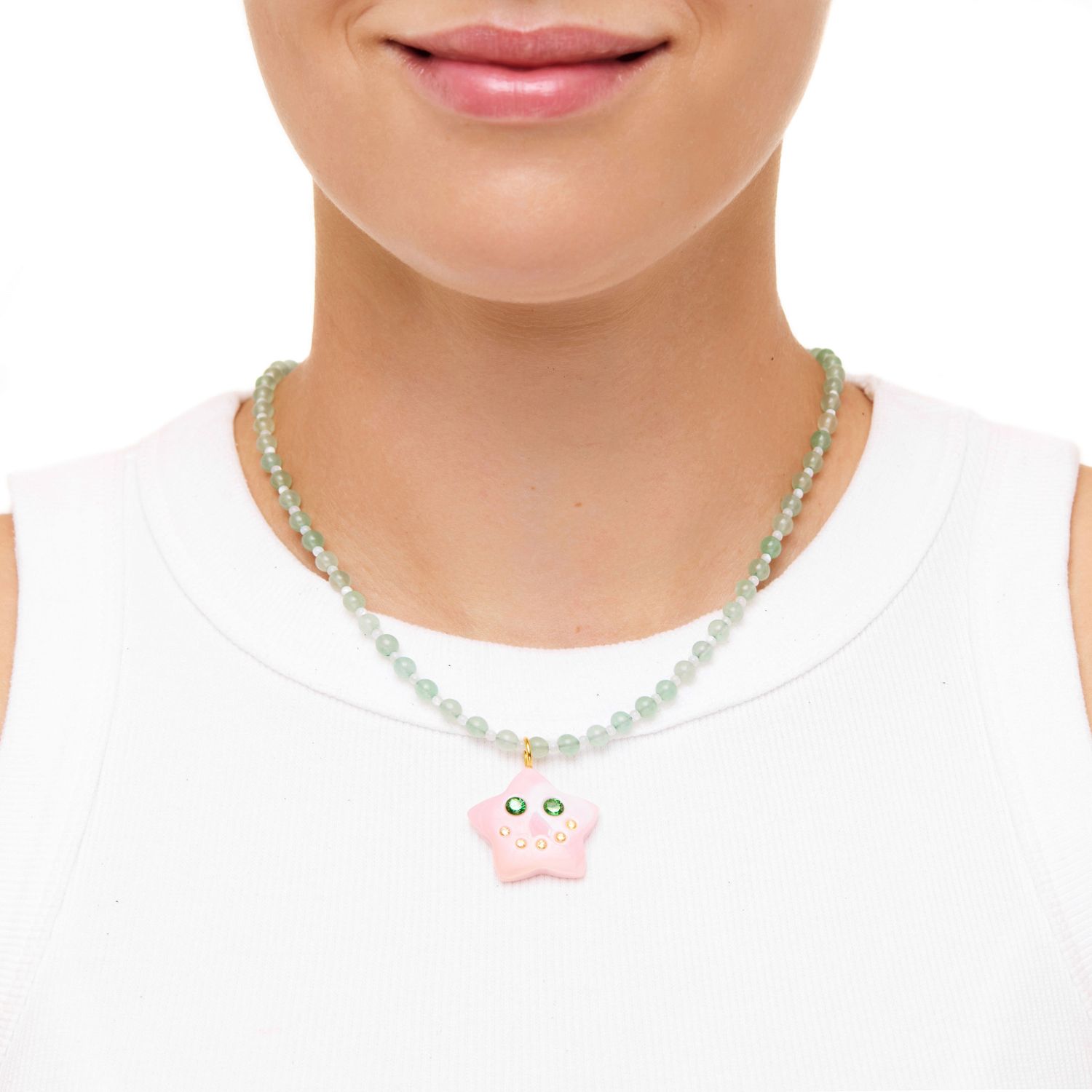 Колье Lucky Starface Beaded Necklace - Pink Shell