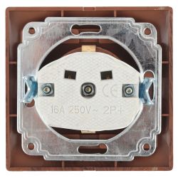 Розетка Intro Plano 1-203-10 с заземлением 2P+E Schuko с крышкой 16А-250В IP20 СУ венге | Intro