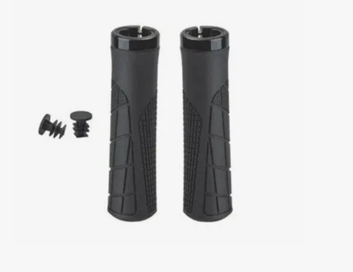 Грипсы Hogger резиновые, 135мм, алюминиевые фиксаторы на руль, черные. G316