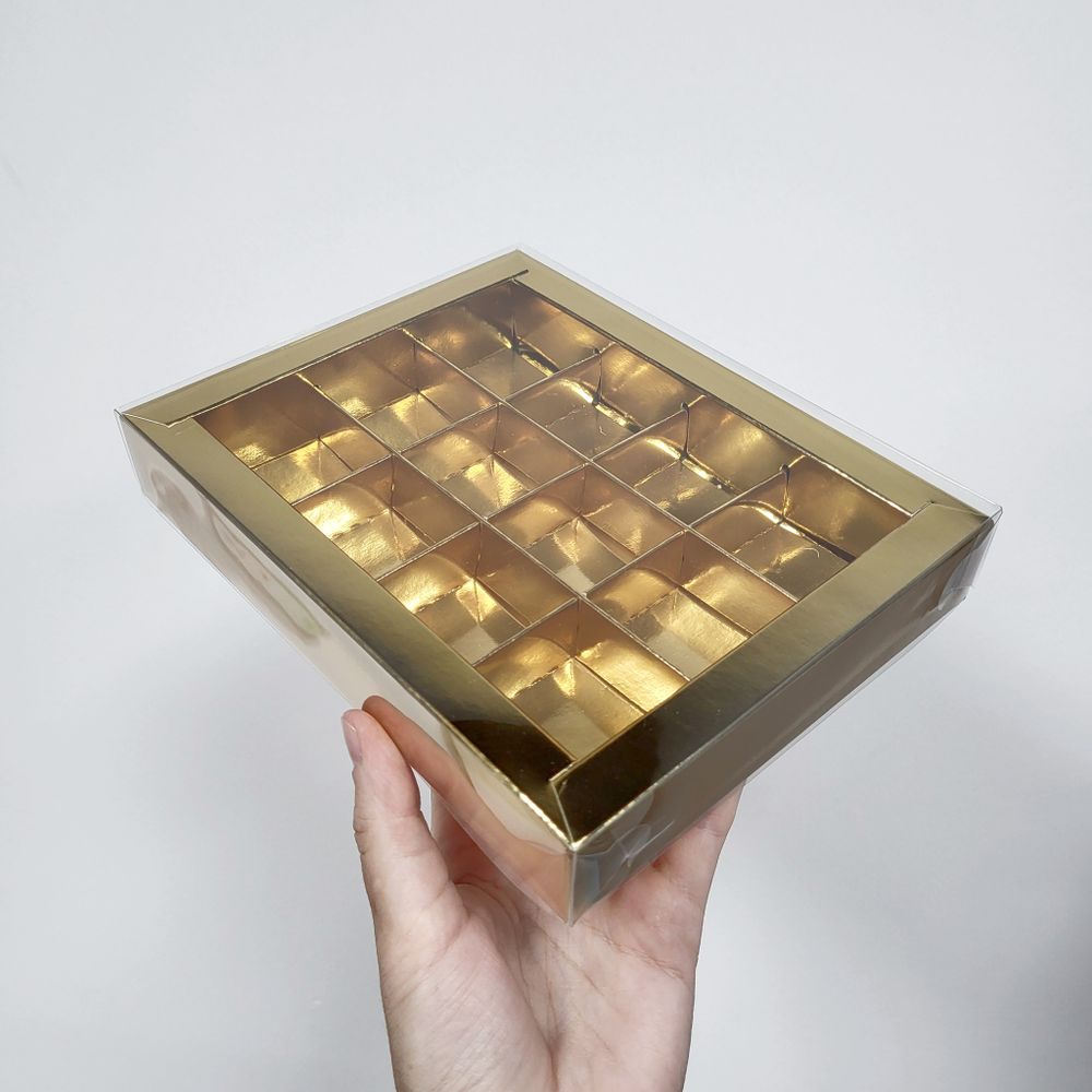 Коробка на 12 конфет ПРЕМИУМ (Золото), 19*15*3 см