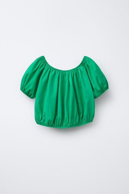 ZARA КОНТРАСТНЫЙ ЭЛАСТИЧНЫЙ ТОП, ЗЕЛЕНЫЙ