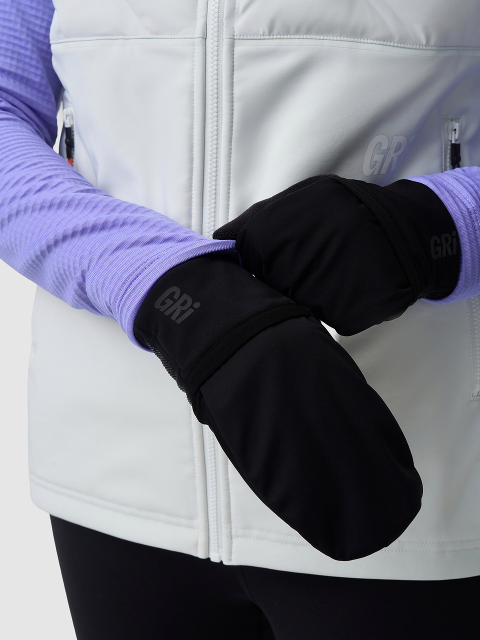 Перчатки 2 в 1 унисекс Винд черные