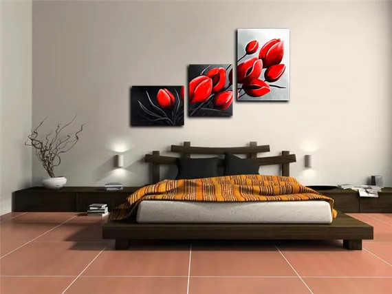 Модульная картина "Красные бутоны"