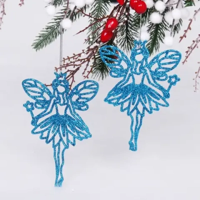 Подвески в блестках «Снежная фея» 14 см (набор 2шт), голубой
