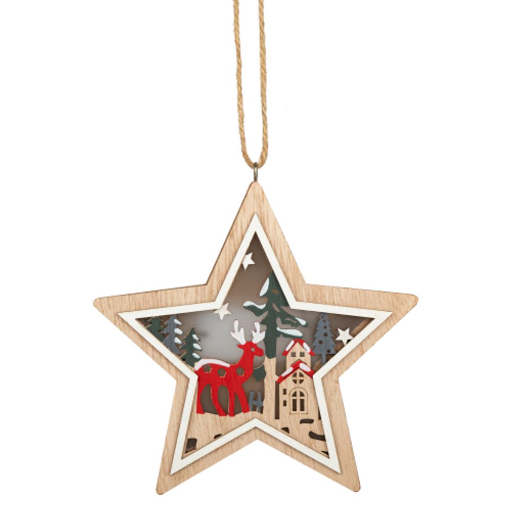 Светодиодная новогодняя фигура ЭРА ENGDS-4L новогодний светодиодный Звездочка подвесной 15 см 2*АА | Фигуры