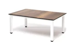 "Канны" журнальный столик из HPL 90х60, H40, каркас белый, цвет столешницы "дуб"