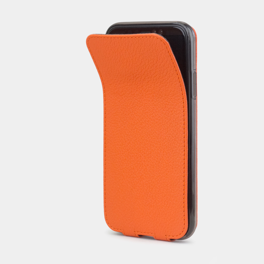 Чехол для iPhone XR из натуральной кожи теленка, оранжевого цвета
