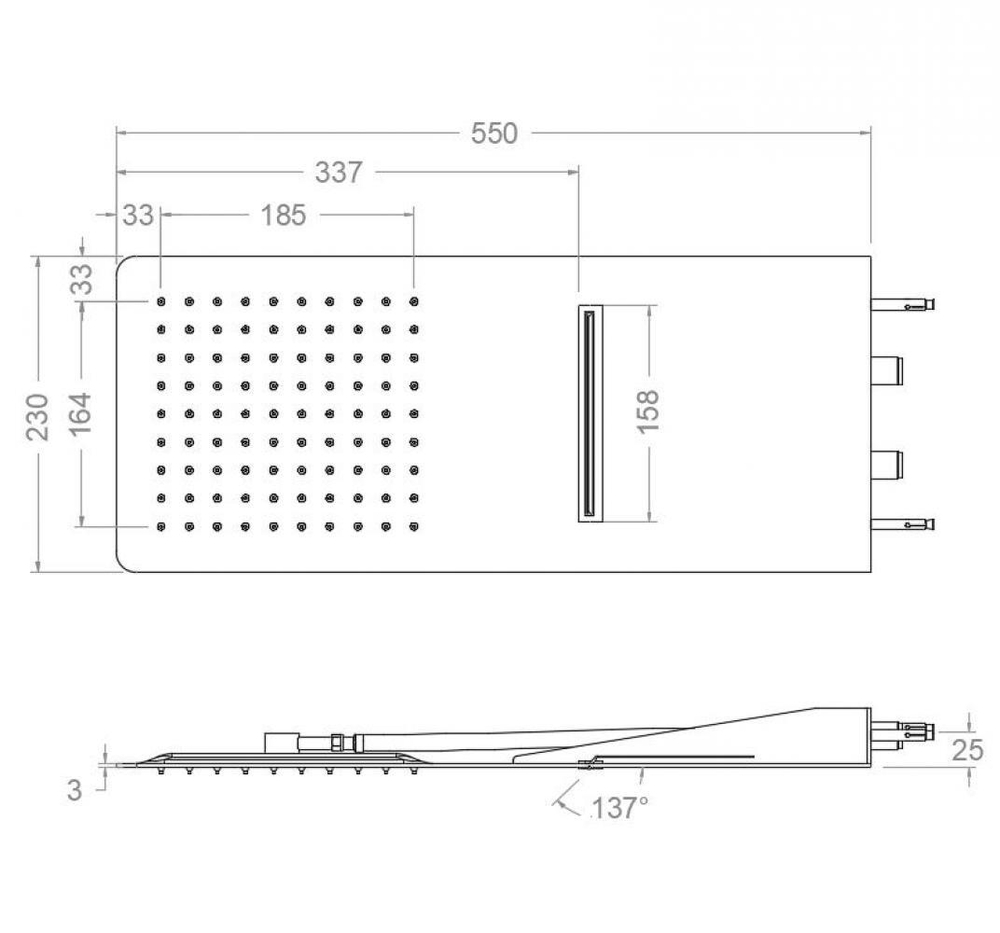 Излив душевой настенный водопад + тропический HYDROTHERAPY RCRK02OC золото