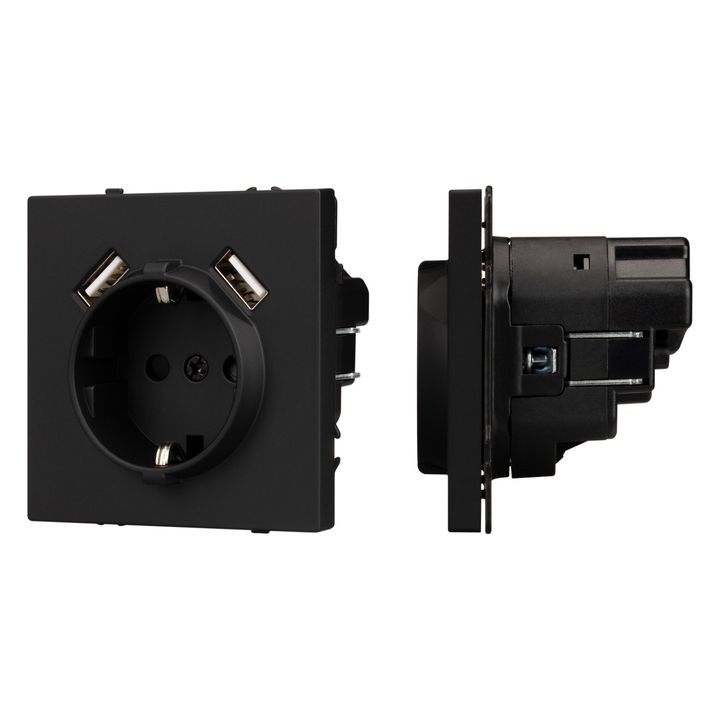 Механизм розетки с USB зарядкой SCT-NOBE-MUAA-SFPL-BK (230V, 16A) Arlight 054289