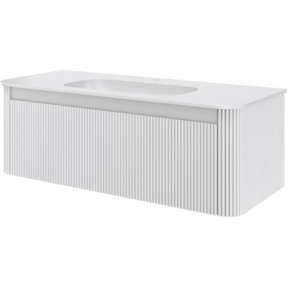 Тумба c раковиной VOI 786-120-MW+782-120-R-MW 120 см, на 1 отверстие, рифленая, MATT WHITE