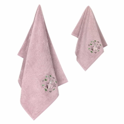 Набор полотенец 2шт 30х50,50х90 Arya home Bird розовый
