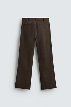 ZARA БРЮКИ FLARE FIT ИЗ ТВИЛА, ВИННЫЙ