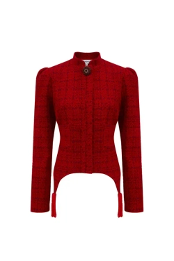 Жакет с кисточками красный