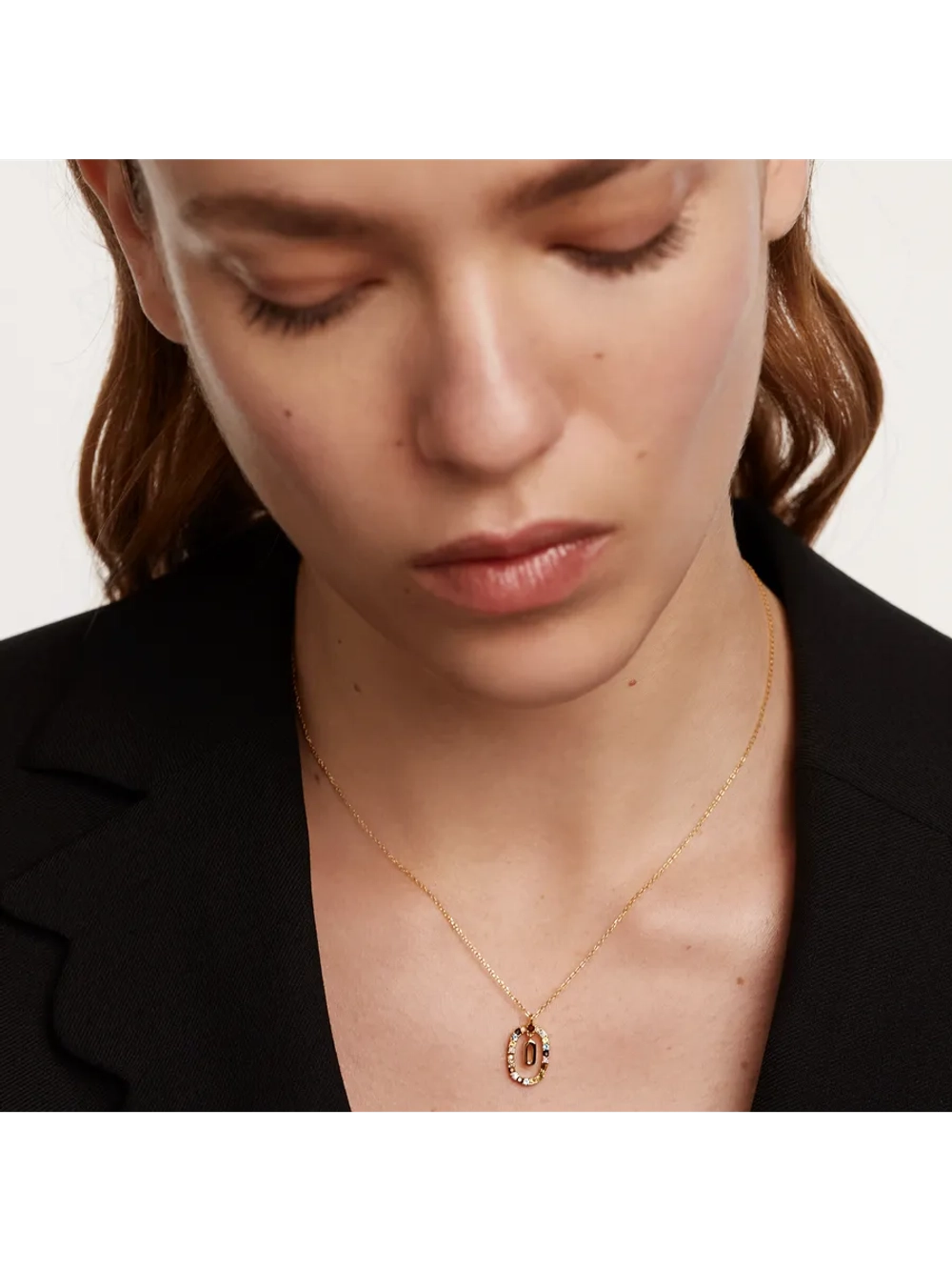 Колье Буква O серебро 925 пробы покрытое золотом