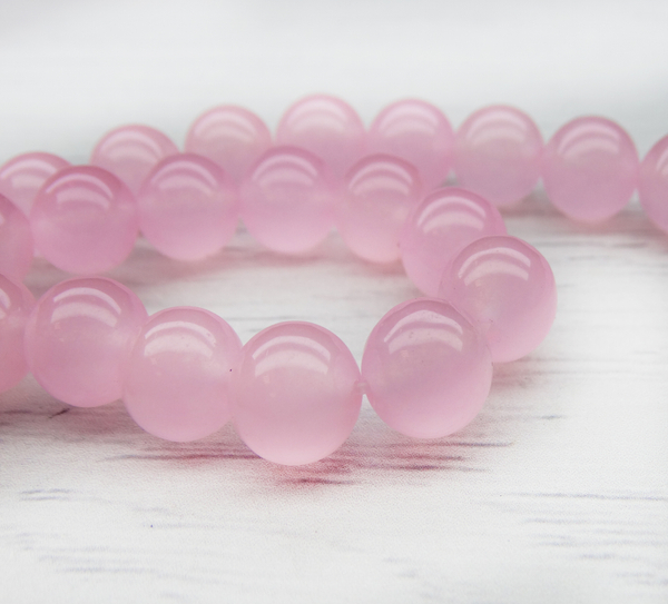 ПК023НН10 Бусины из природного камня кварц (розовый), размер: 10 мм, 5 шт.