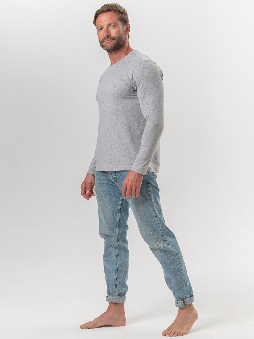 Футболка мужская с круглым вырезом серый меланж