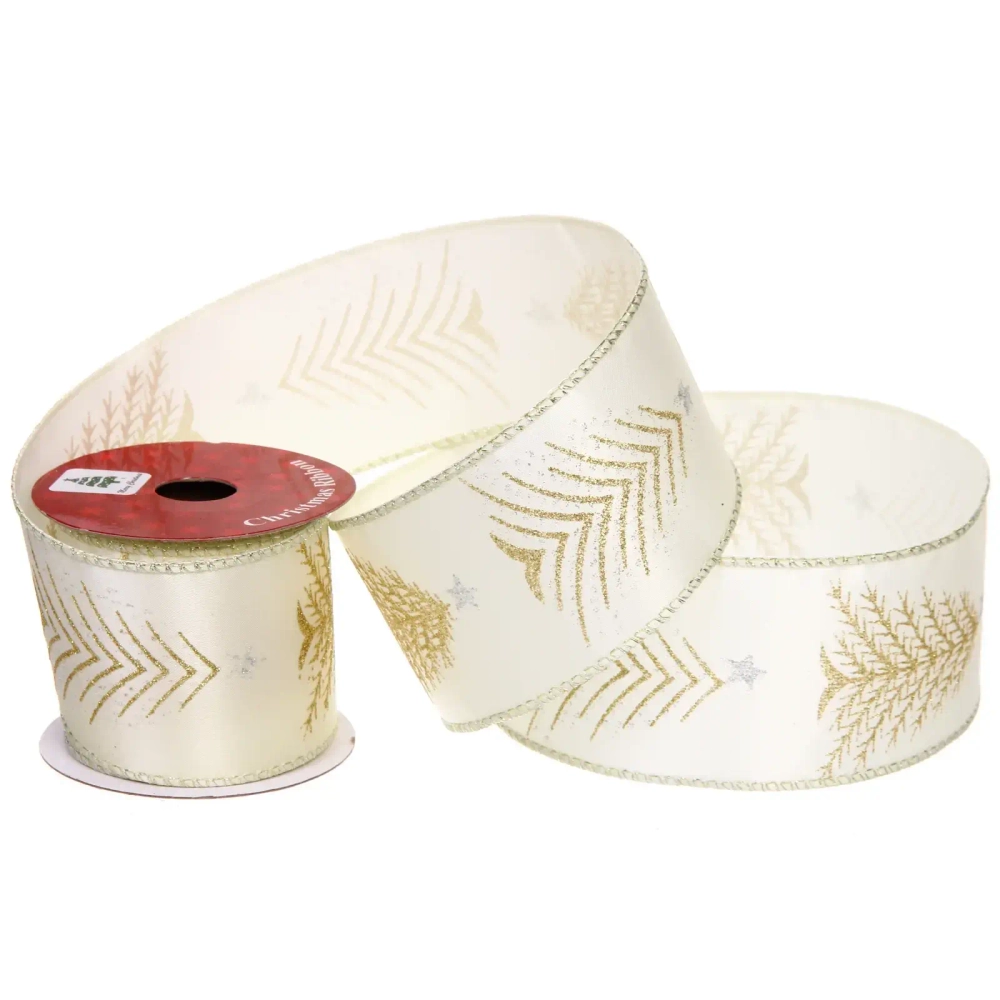 Лента для декорирования «Елочка» 6,3 см, 2,7 м, Золото/серебро
