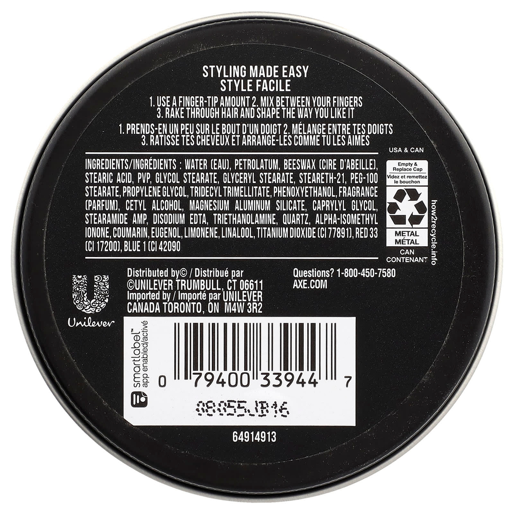 AXE, Messy Look™, гибкая паста, средняя фиксация и легкий блеск, 75 г (2,64 унции)