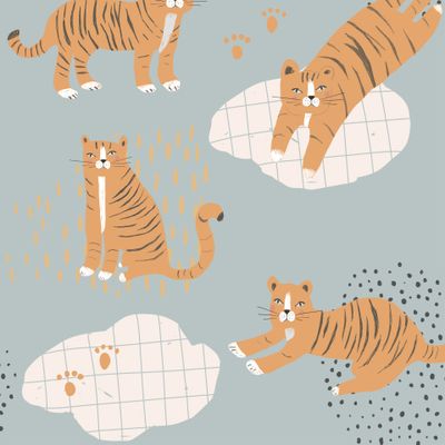 тигры на голубом