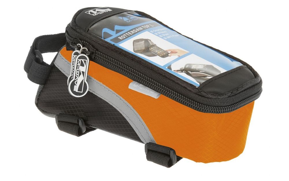 Сумочка-чехол+бокс для смартфона ROTTERDAM TOP L M-WAVE черно-оранжевая
