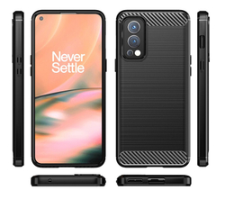 Мягкий чехол синего цвета на OnePlus Nord 2 5G, серия Carbon (в стиле карбон) от Caseport