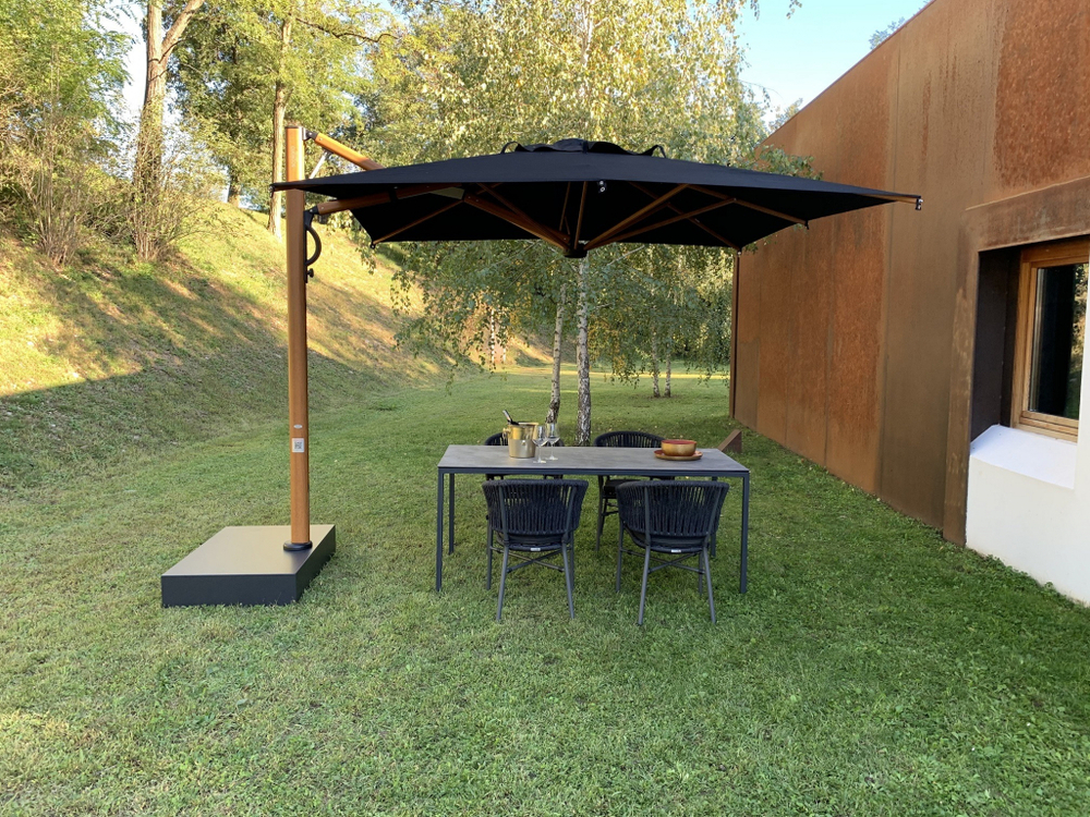 Зонт профессиональный 3.5х3.5 м Scolaro Astro Timber, имитация ироко, черный