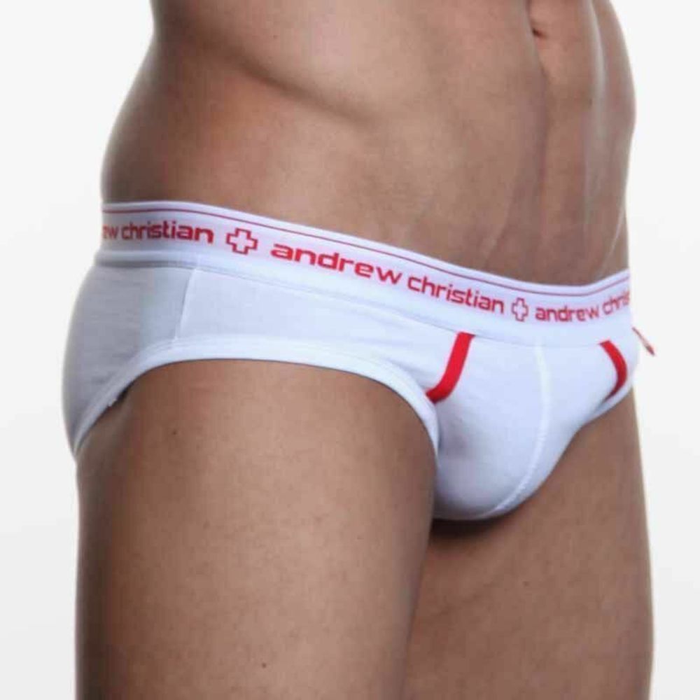 Мужские трусы брифы белые Andrew Christian Cotton Brief