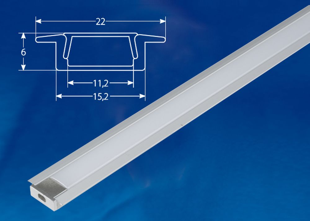 UFE-K01 SILVER/FROZEN 200 POLYBAG Врезной алюминиевый профиль с матовым рассеивателем,  200см. 2 заглушки в/к.. TМ Uniel
