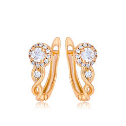 Серьги сережки женские с камешками бижутерия  Коса, золото