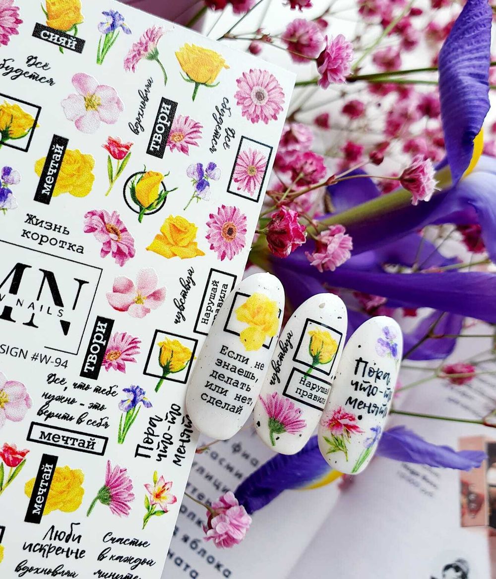 MIW Nails Слайдер-дизайн Цветы, W-942