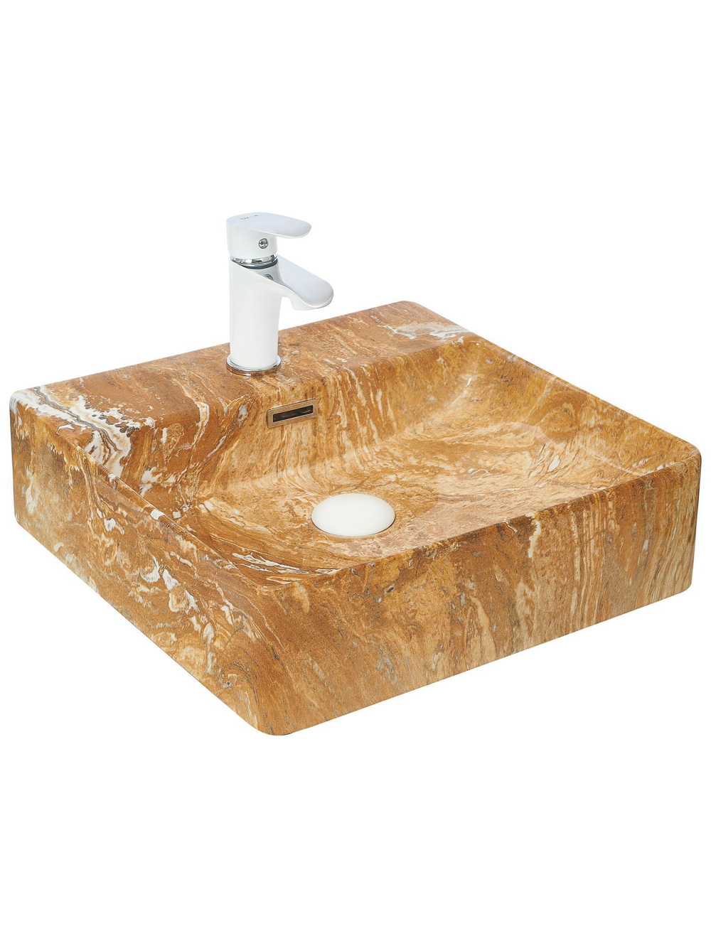 Раковина накладная (мрамор черная с белым) WeltWasser WW  ELBACH 2177 M846 420х420х120