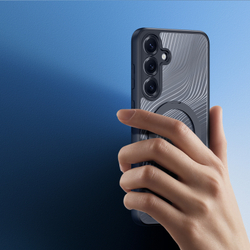 Чехол с MagSafe от Dux Ducis для Samsung Galaxy S25, серия Aimo Mag Series (версия с магнитной откидной подставкой)