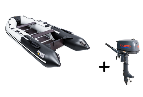 Ривьера 3600 СК Компакт серый/черный + KAMISU T 5 BMS (комплект лодка + мотор)
