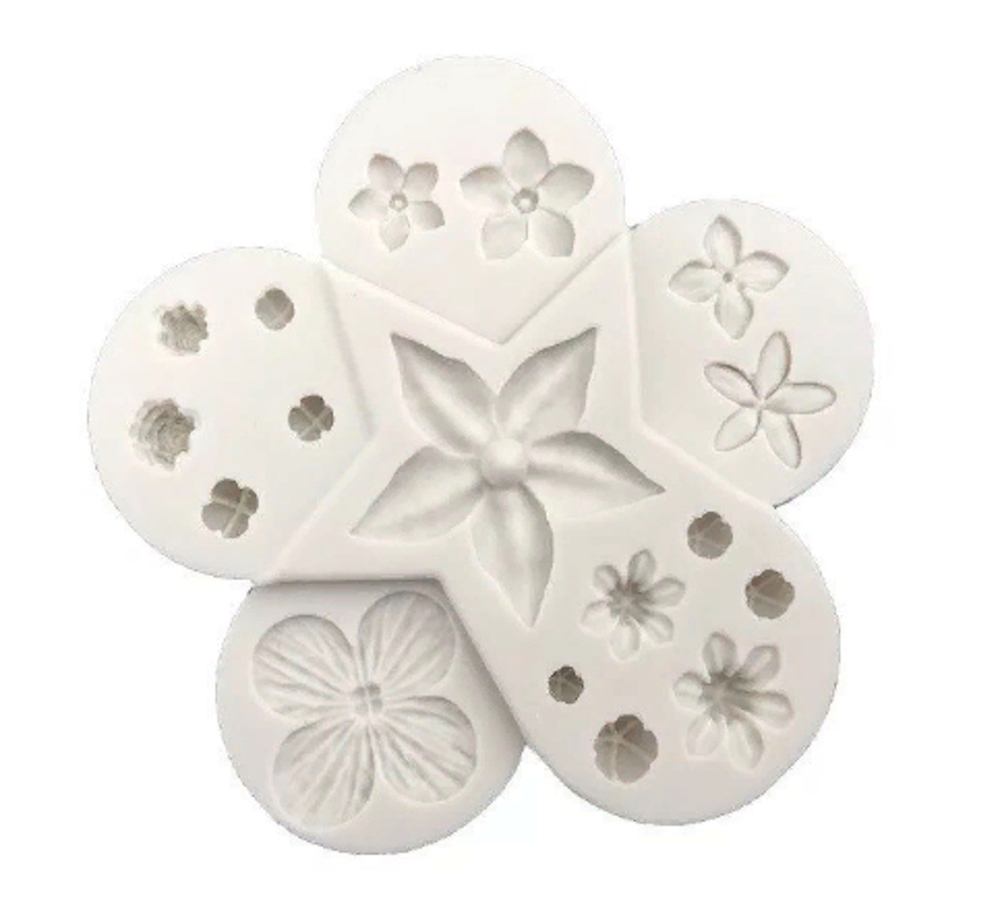 Молд силиконовый для флористики "Звезда" / Форма для лепки мелких цветочков и бутонов / фитомолд для сирени, незабудок, гортензии, мимозы