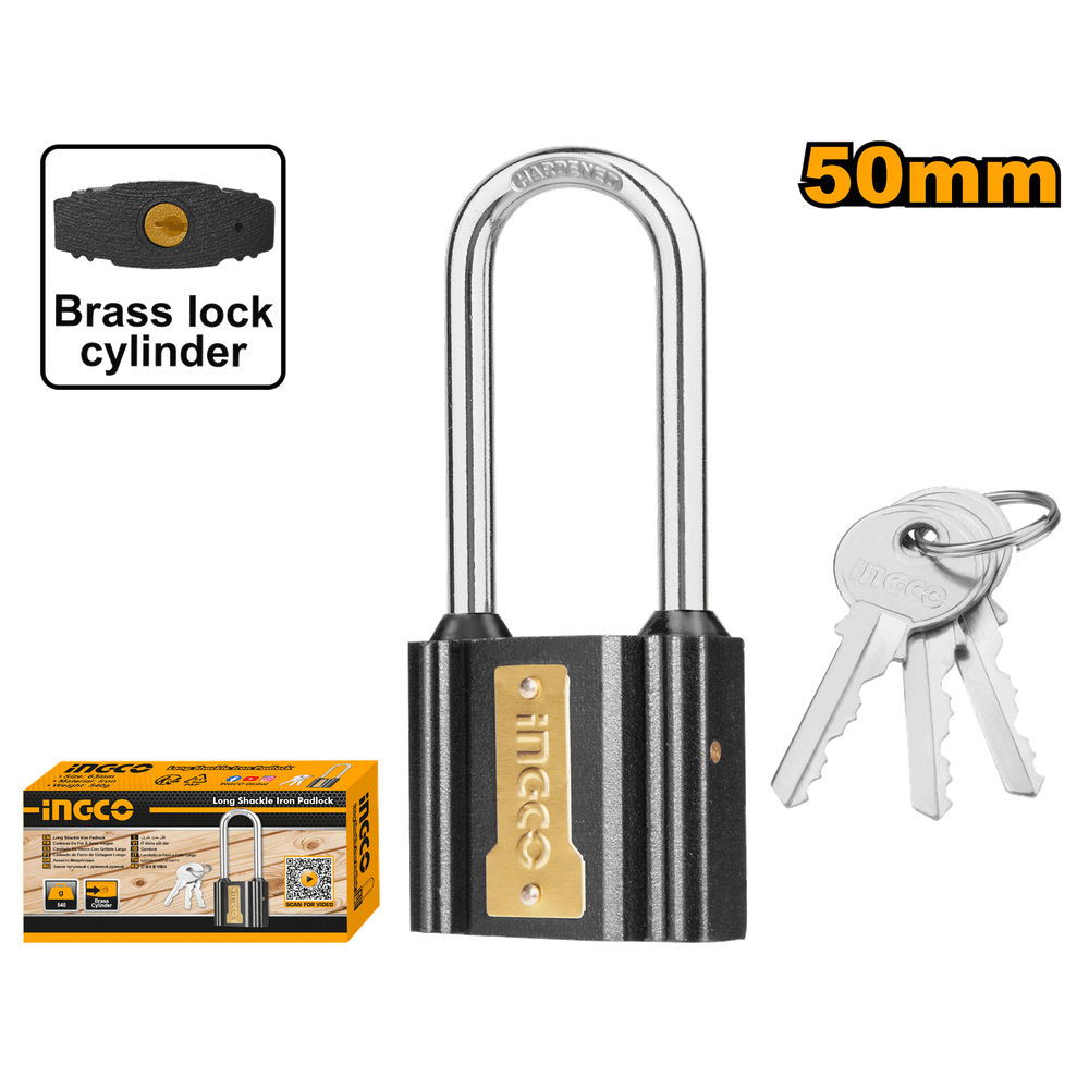 Навесной замок с длинной дужкой INGCO DIPL0501L 50 мм