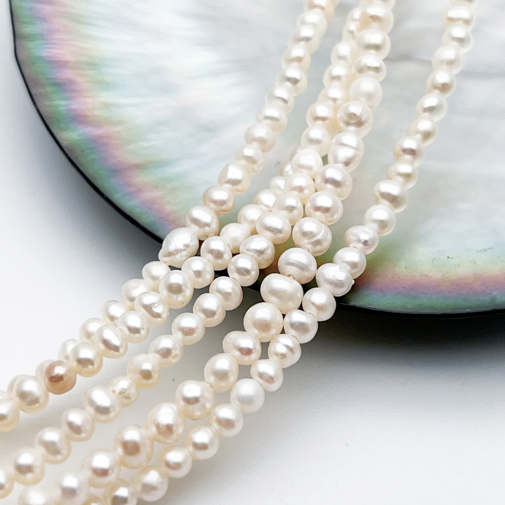 Жемчуг (микро), размер около 3,5 мм, цена за нить 38 см