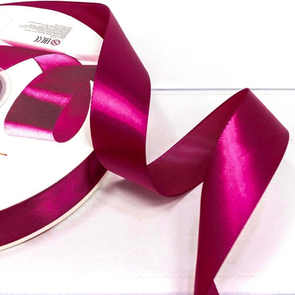 Лента Атласная 2,5см х 110м Полиэстер класс А (Вишневый)
