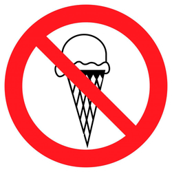 Знак - Вход с мороженым запрещен