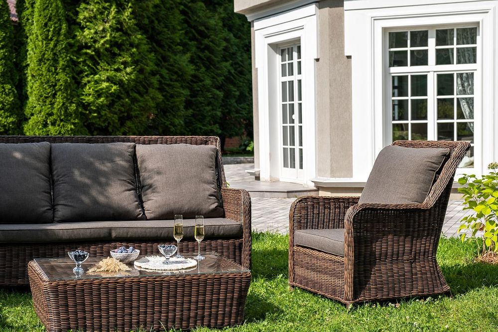 "Гляссе" лаунж-зона из искусственного ротанга, цвет коричневый