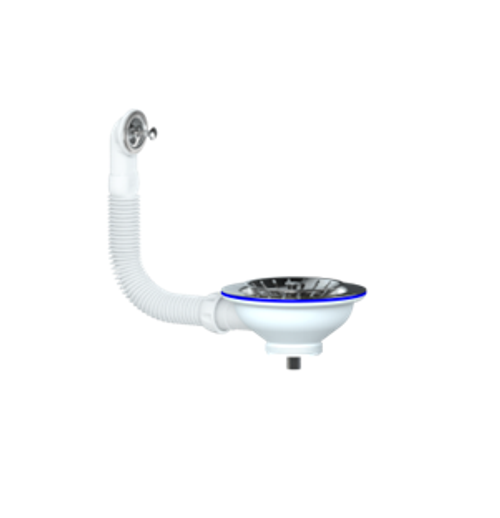 Выпуск для мойки UNICORN 1 1/2 (Ø40), круглый нерж. перелив 1 1/2 (Ø40), ручка-латунь E156