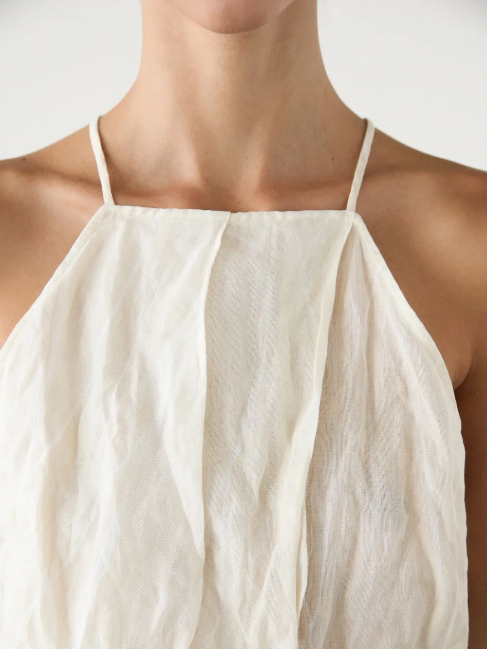 Massimo Dutti Топ с горловиной халтер и принтом, натуральный, кремовый