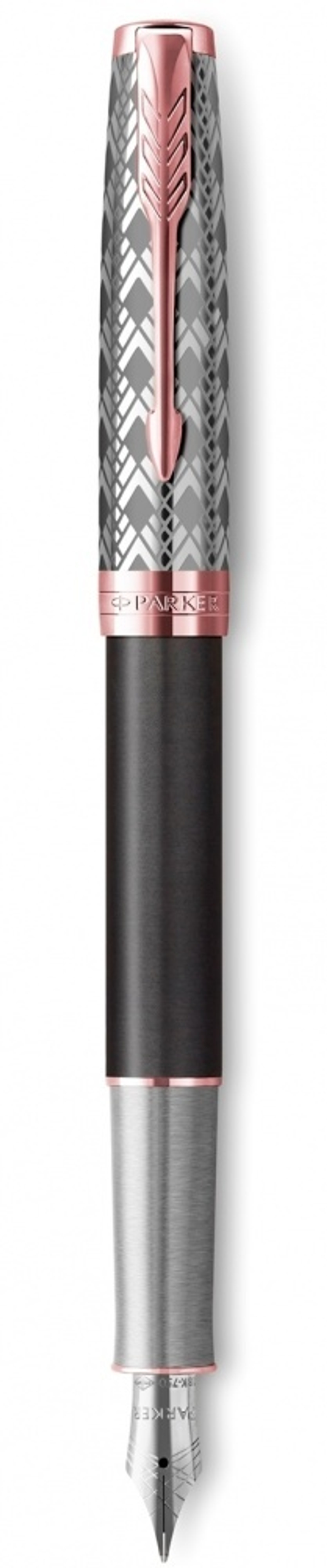 Перьевая ручка Parker Sonnet Premium  GREY GT, перо 18K, перо: F, цвет чернил black, в подарочной упаковке